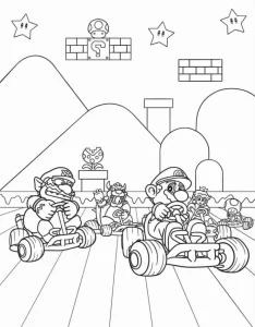 coloriage Mario Kart pour enfant de 10 ans