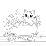 coloriage MerCat dans son Bain Moussant educatif pour enfant