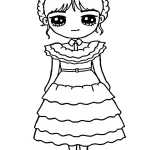 image de coloriage Mercredi Addams pour enfant