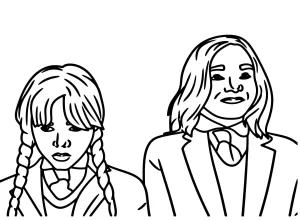 coloriage Mercredi Addams pour enfants a imprimer gratuit