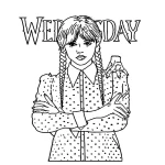 coloriage Mercredi Addams et decoupage a imprimer gratuit