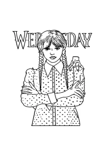 coloriage Mercredi Addams et decoupage a imprimer gratuit