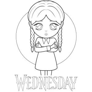 coloriage Mercredi Addams a colorier en ligne gratuitement