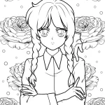 coloriage Mercredi Addams a colorier en ligne gratuitement