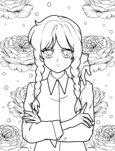 coloriage Mercredi Addams a colorier en ligne gratuitement