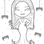 coloriage Mercredi Addams et apprentissage