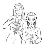 coloriage Mercredi Addams a imprimer gratuitement