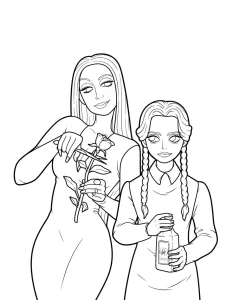coloriage Mercredi Addams a imprimer gratuitement