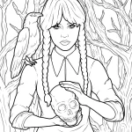 coloriage Mercredi Addams à imprimer pour enfant de 9 ans