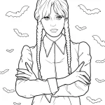 coloriage Mercredi Addams pour enfants a imprimer gratuit