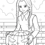 coloriage Mercredi Addams à imprimer pour enfant de 2 ans