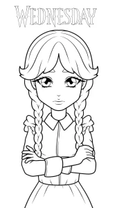 coloriage Mercredi Addams a imprimer gratuitement