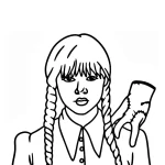 coloriage Mercredi Addams gratuit à imprimer