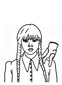 coloriage Mercredi Addams gratuit à imprimer
