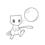 coloriage Mew et la bulle pour enfant de 5 ans
