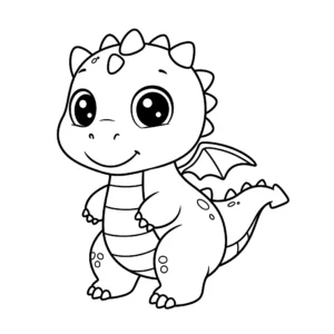 coloriage Mignon bébé dragon pour enfant de 2 ans