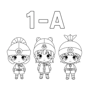 a imprimer coloriage Mini Chibi de la classe 1 A (quelques personnages gratuit