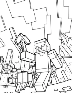 coloriage Minicraft à imprimer kawaii