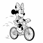 télécharger coloriage Minnie faisant du vélo gratuit