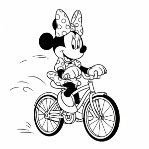 télécharger coloriage Minnie faisant du vélo gratuit