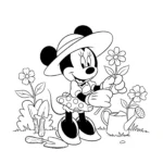 coloriage Minnie jardinant pour enfant de 8 ans