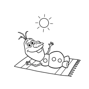 télécharger coloriage Olaf qui prend un bain de soleil gratuit