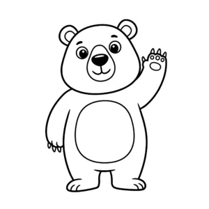 coloriage Ours brun agitant la main de pour enfants