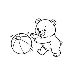 coloriage Ours brun jouant au ballon pour enfants