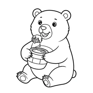 imprimer coloriage Ours brun mangeant du miel pour enfant