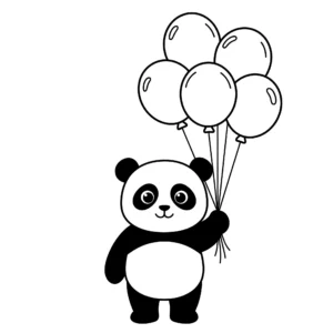 coloriage Panda avec des ballons educatif pour enfant