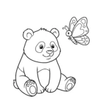 coloriage Panda et papillon pour enfants