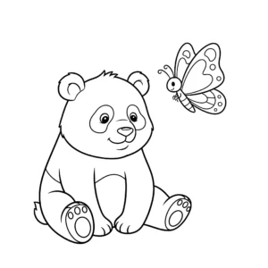 coloriage Panda et papillon pour enfants
