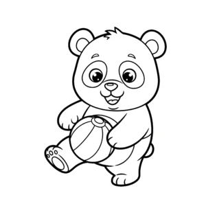 coloriage Panda jouant avec une balle pour enfant de 4 ans