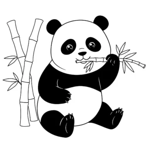 coloriage Panda mangeant du bambou à imprimer pour enfant de 3 ans