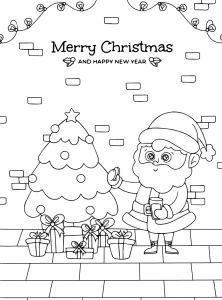 coloriage Pere Noel pour enfants à imprimer