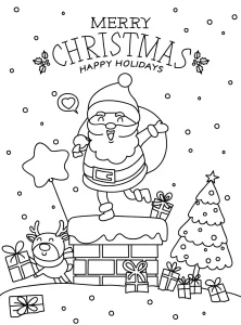 coloriage Pere Noel à imprimer pour enfant de 10 ans