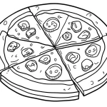 coloriage Pizza et découpage à imprimer
