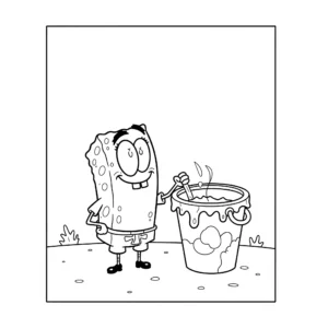 coloriage Plankton et le seau d’appâts pour enfant de 10 ans