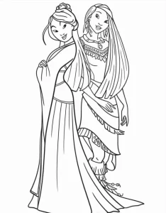 coloriage Pocahontas à imprimer pour enfant de 12 ans