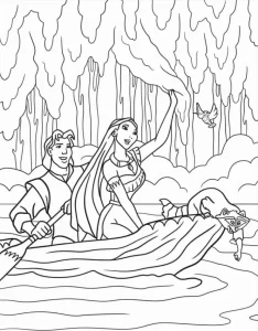 coloriage Pocahontas gratuit pour enfants