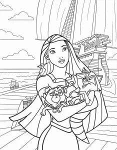 coloriage Pocahontas de pour enfants