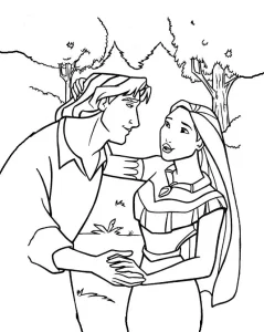 coloriage Pocahontas à imprimer pdf gratuit