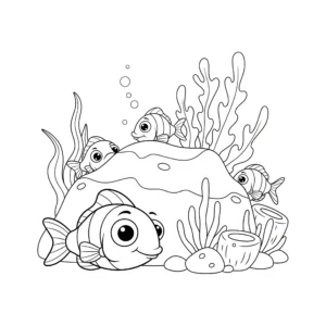 coloriage Poisson cache cache et dessins