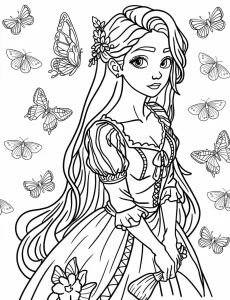 coloriage Raiponce de pour enfants