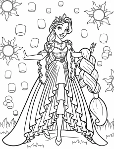 image de coloriage Raiponce pour enfant