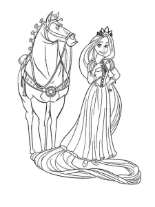 coloriage Raiponce à imprimer kawaii
