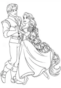 coloriage Raiponce à imprimer kawaii