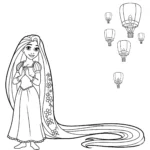 coloriage Rapunzel et les lanternes à imprimer pdf gratuit