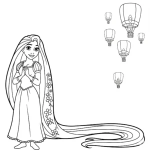coloriage Rapunzel et les lanternes à imprimer pdf gratuit