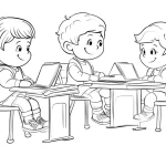 coloriage Rentrée Scolaire et decoupage